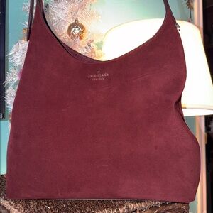 Kate Spade Suede Large Shoulder Bag, Dark Merlot Burgundy Wine Red NWOT